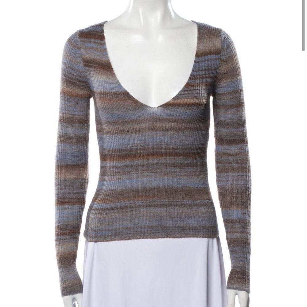 Paloma Wool Brown and Blue V-Neck Sweater